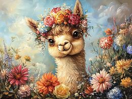 Пазл деревянный Алма 500 деталей Пушистые создания. Альпака в цветах