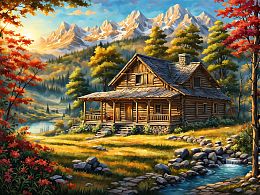 Пазл деревянный Алма 500 деталей Волшебство природы. Коттедж в горах