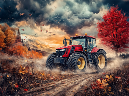 Пазл деревянный Алма 500 деталей. Время свободы. Красный трактор.