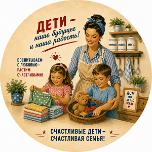 Пазл Алма деревянный круглый 142 детали. Винтажная коллекция. Дети - наше будущее