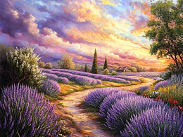 Пазл деревянный Алма 500 деталей. Волшебство природы. Закат над лавандовым полем