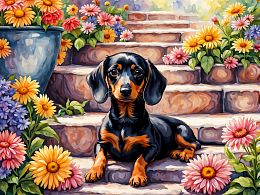 Пазл деревянный Алма 500 деталей Пушистые создания. Щенок таксы