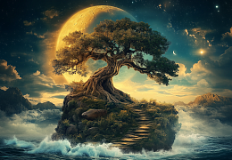 Пазл деревянный Алма ПРЕМИУМ 1000 деталей. Сказочный мир.  Дерево под луной.
