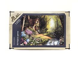 Пазл деревянный Алма 1000 деталей. Сказочные домики. Коттедж в цветах.