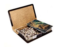 Пазл деревянный Алма ПРЕМИУМ 1000 деталей. Дикие и симпатичные. Волк под северным сиянием