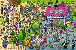 Пазл Trefl 160 деталей: 40 лет Trefl - Трефлики празднуют