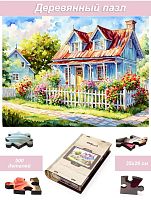 Пазл деревянный Алма 500 деталей Домик в деревне. Любимый палисадник