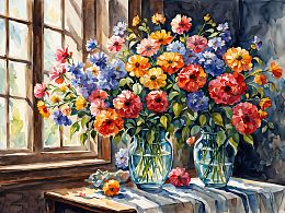 Пазл деревянный Алма 500 деталей Цветы и натюрморты. Букет у окна