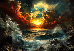 Пазл деревянный Алма 1000 деталей. Корабли и море. Штормовой закат над морем