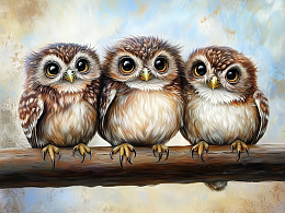 Пазл деревянный Алма 500 деталей. Дикие и симпатичные. Три совенка на ветке