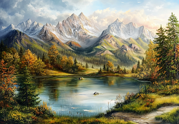 Пазл деревянный Алма 1000 деталей. Волшебство природы. Озеро в тени гор