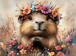 Пазл Алма мини 150 деталей. Цветочная капибара