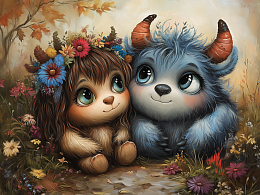 Пазл деревянный Алма 500 деталей. Милые монстрики. Два пушистых чуда