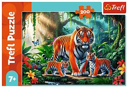 Пазл Trefl 200 деталей: Семья тигров