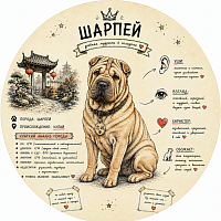 Пазл Алма деревянный круглый 142 детали. Собаки. Шарпей