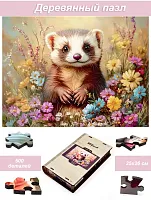 Пазл деревянный Алма 500 деталей Пушистрые создания. Хорек Тёма