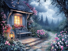 Пазл Алма деревянный 500 деталей. Сказочные домики. Садовый домик