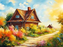 Пазл деревянный Алма 300 деталей Домик в деревне. Деревня №2