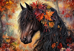 Пазл Алма ПРЕМИУМ деревянный 1000 деталей. Лошади. В объятиях осени