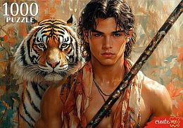 Пазл Рыжий Кот 1000 деталей: Юноша и тигр