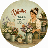 Пазл Алма деревянный круглый 142 детали. Винтажная коллекция. Цветы - радость в каждом дне