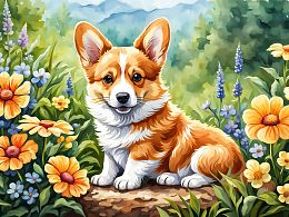 Пазл деревянный Алма 300 деталей  Пушистые создания. Щенок Корги №7