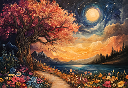 Пазл деревянный Алма 1000 ПРЕМИУМ деталей. Волшебство природы. Озеро, освещенное звездами