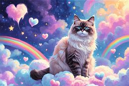 Пазл Trefl 160 деталей: Кошка над радугой