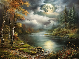 Пазл деревянный Алма 1000 деталей Волшебство природы. Лунная ночь