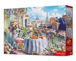 Пазл Рыжий Кот 500 деталей: Завтрак на балконе в Париже