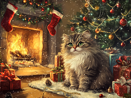 Пазл Алма деревянный 500 деталей. Новый год. Кот и пламя