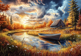 Пазл деревянный Алма 1000 деталей. Волшебство природы. Осенний вечер на озере