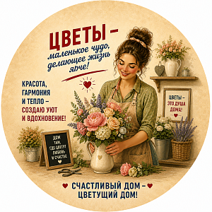 Пазл Алма деревянный круглый 142 детали. Винтажная коллекция. Цветы - маленькое чудо