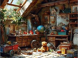 Пазл деревянный Алма 300 деталей Странное время. Чердак