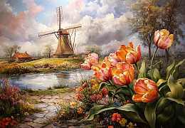 Пазл Алма деревянный 1000 деталей Волшебство природы. Красные тюльпаны