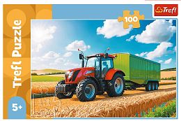 Пазл Trefl 100 деталей: Трактор с прицепом